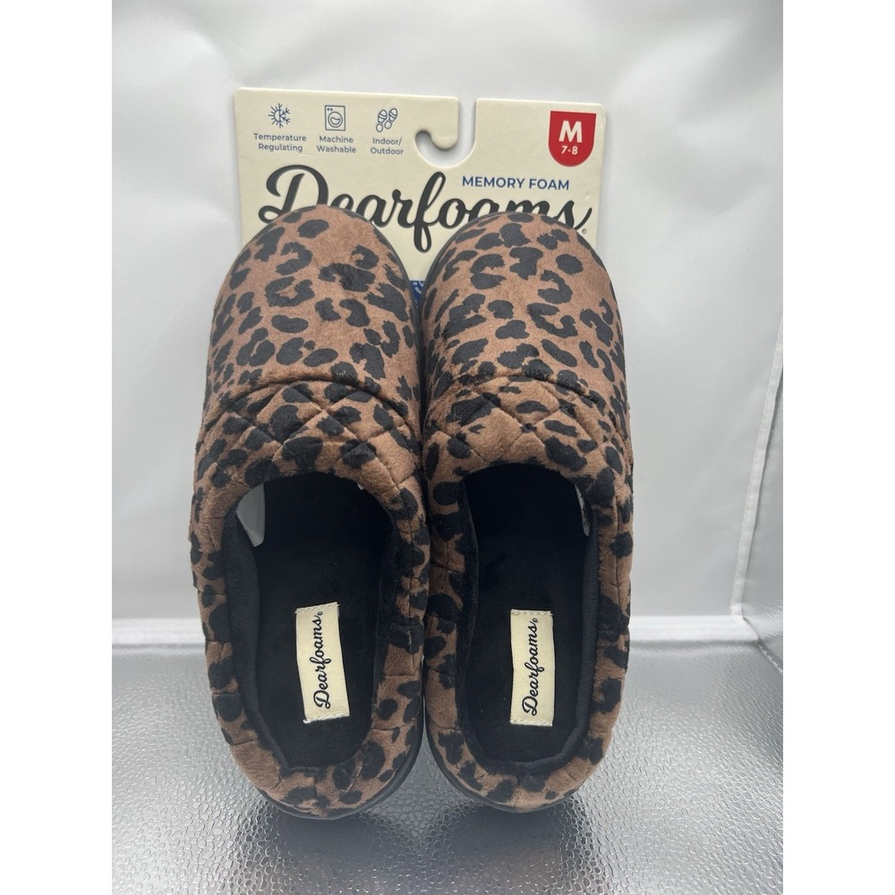 DEARFOAMS Slippers M 7-8 Leopard Print Cozycore Mobwife Loungewear Cabincore.